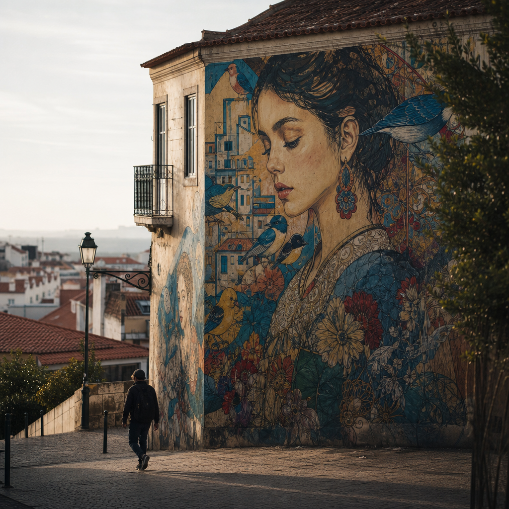 Um vibrante mural de arte urbana cobrindo a fachada de um prédio antigo, ilustrando por que a arte urbana se tornou tão valiosa.