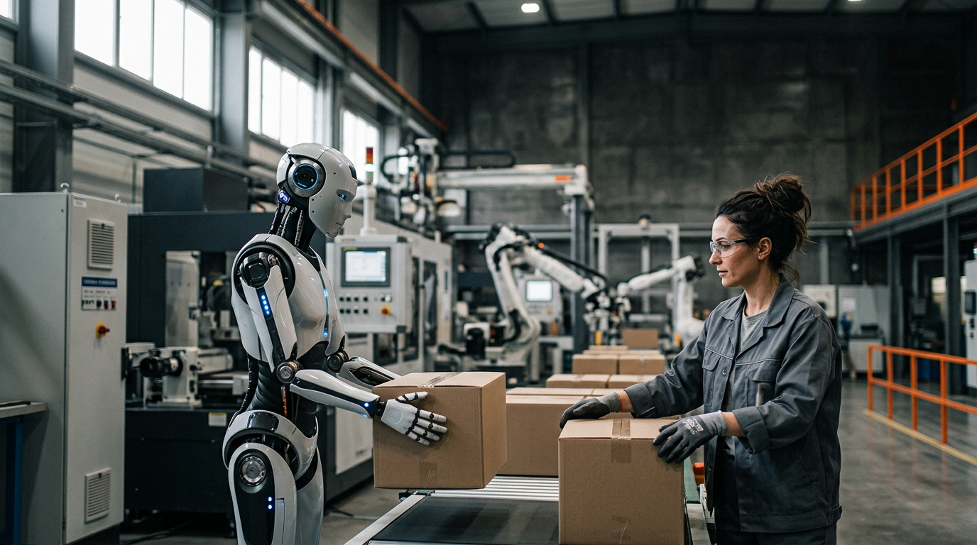 Humanïde robot van Agility of Figure die werkt in een geautomatiseerde fabriekshal in 2026